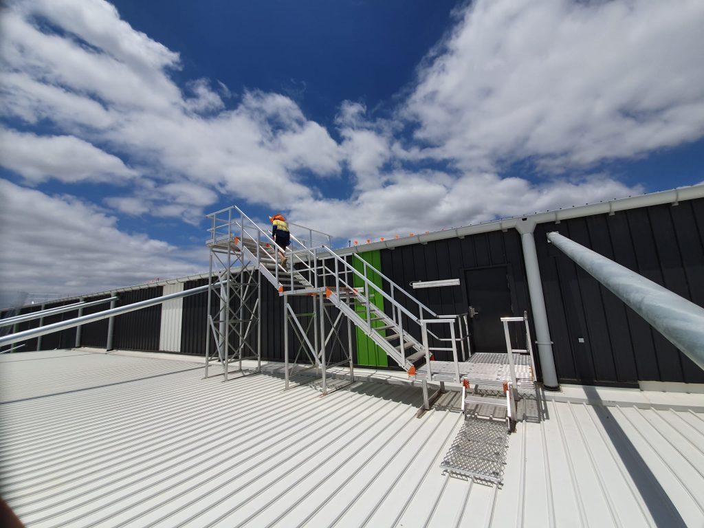 Platform & stairway to provide safe access for contractors to roof area